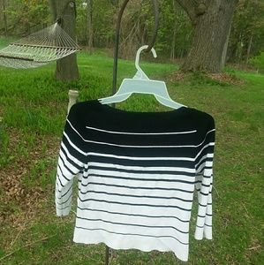 Willi Smith Stretchy 3/4 Sleeve Black & White Stri